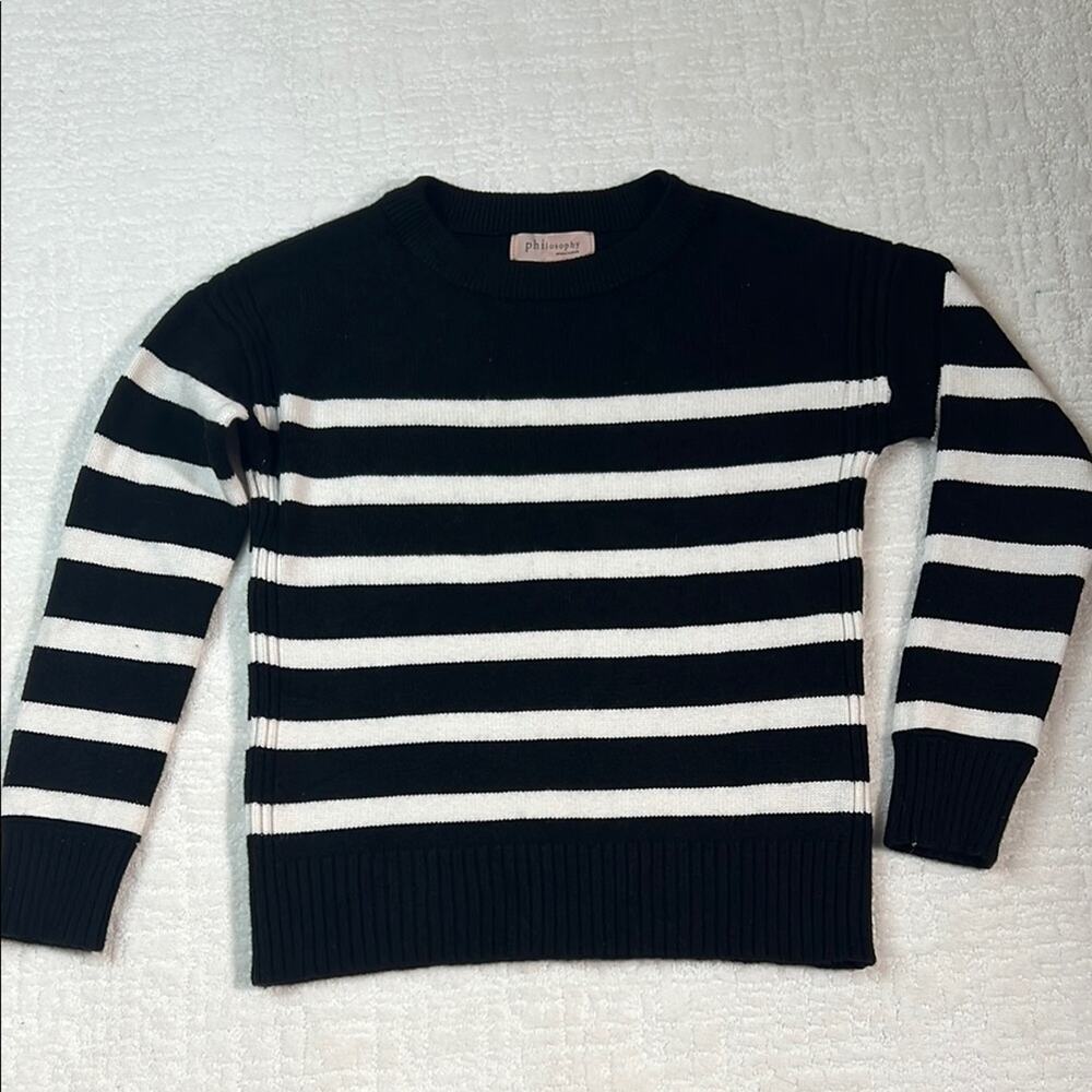 Philosophy Black and White Striped pullover sweater crew neck long sleeves S